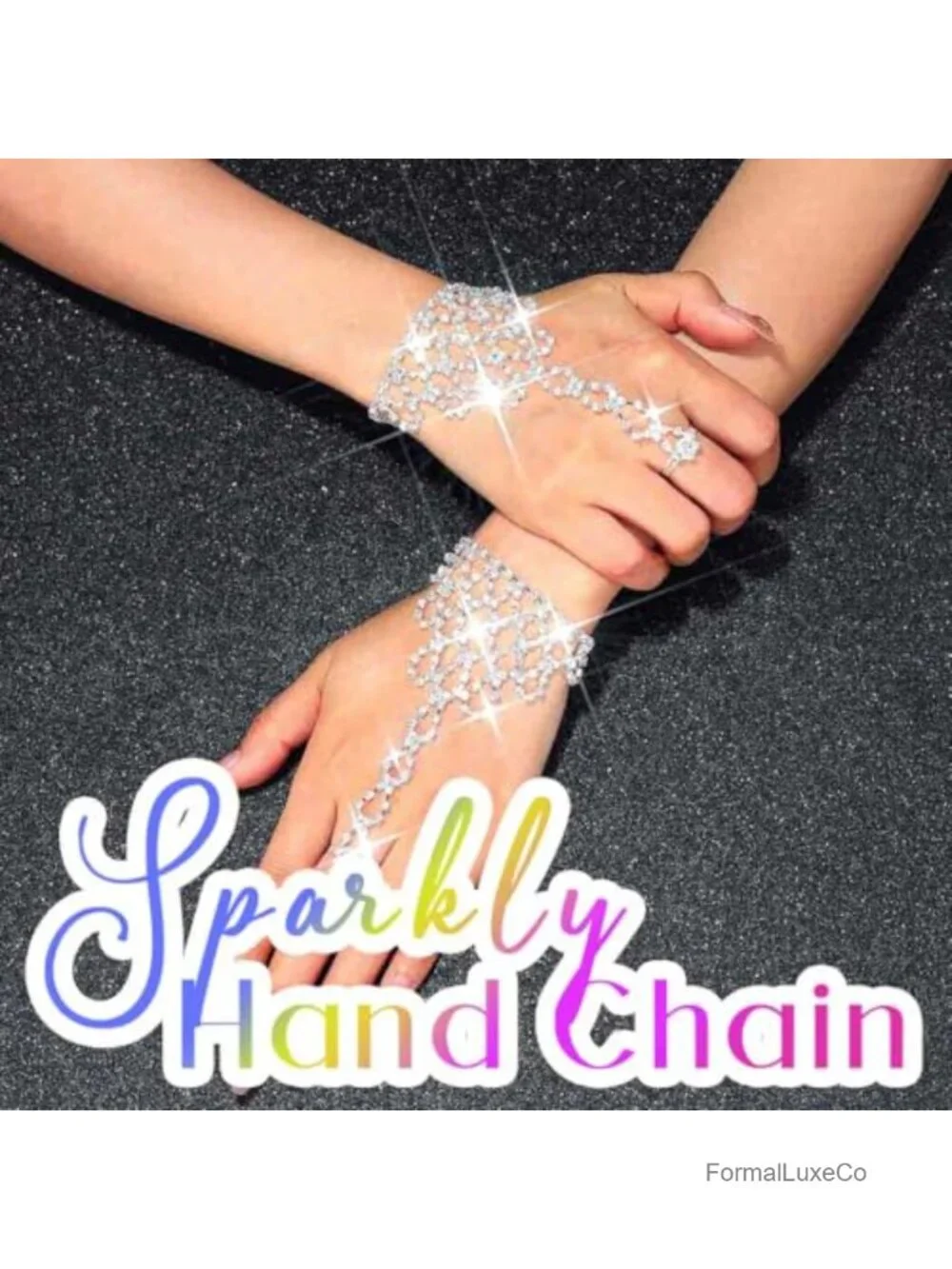 Fingerless Rhinestone Gloves Sparkly Crystal Wedding Hand Chain Accessories